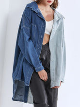 Casual Denim Split-Joint Lapel Shirt